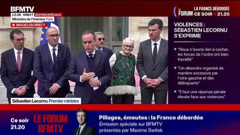 Sébastien Lecornu dénonce "un mouvement d'ultragauche qui a envie d'organiser un désordre profond dans le pays"