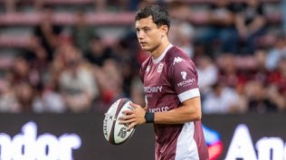 Louis Bielle-Biarrey pendant l'échauffement d'un match de l'UBB en Top 14