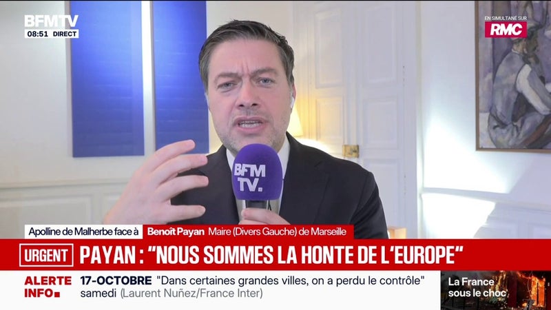 Demande de renforts des forces de l'ordre: "Il a fallut que j'appelle le président de la République", raconte Benoît Payan, maire divers gauche de Marseille