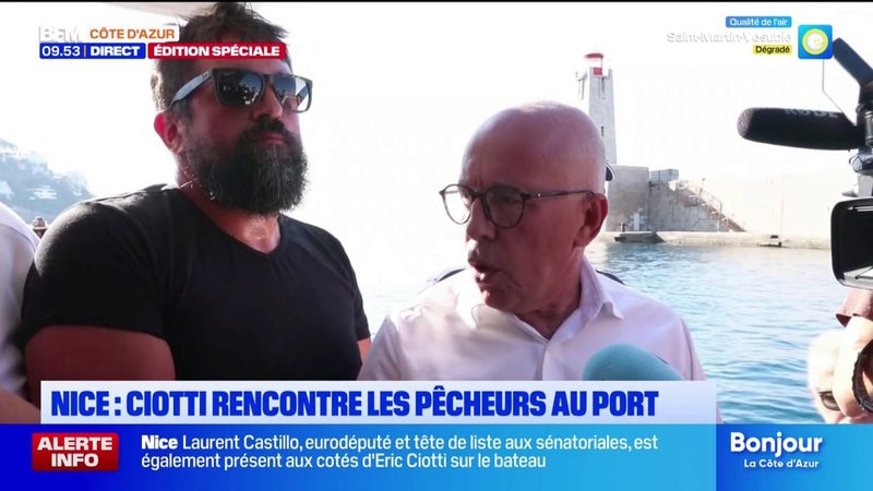 Éric Ciotti, maire UDR de Nice, apporte son "total soutien" aux pêcheurs qui bloquent le port