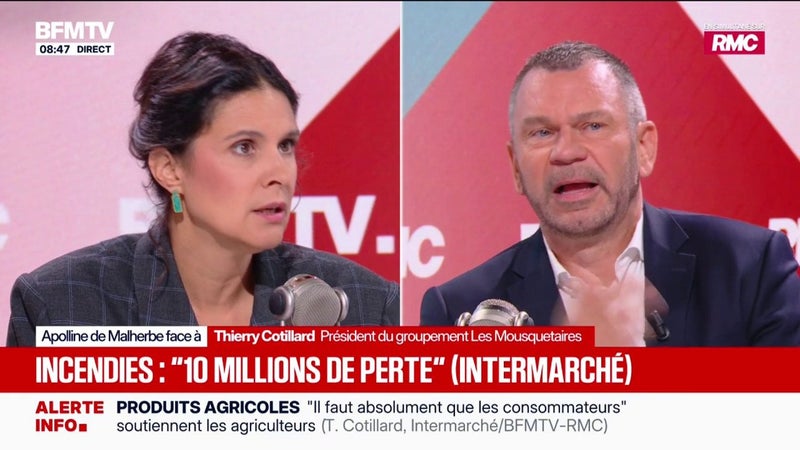 Incendies en Gironde: "C'est 10 millions qu'on a perdus dans l'ensemble des magasins", affirme Thierry Cotillard, président du groupement Les Mousquetaires