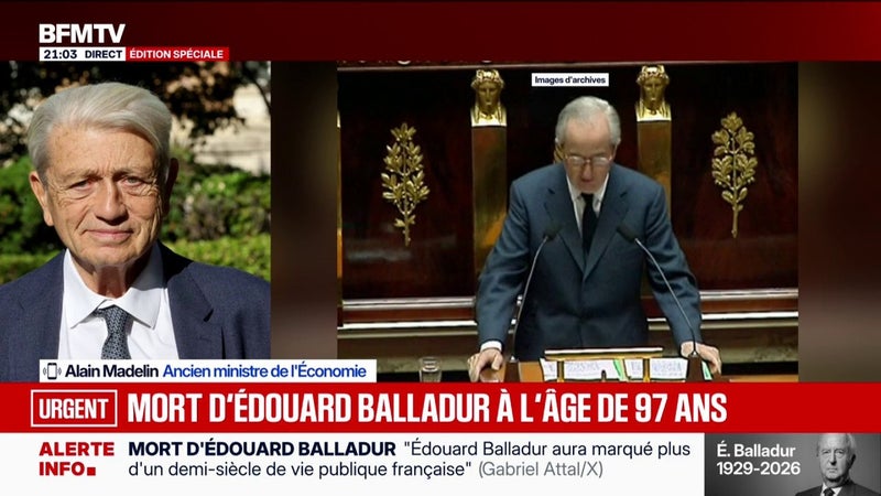 Mort d'Édouard Balladur: "Un homme de liberté", estime Alain Madelin, ancien ministre de l'Économie