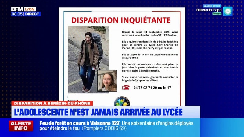 Une adolescente a disparu depuis jeudi dernier, elle n'est jamais arrivée à son lycée