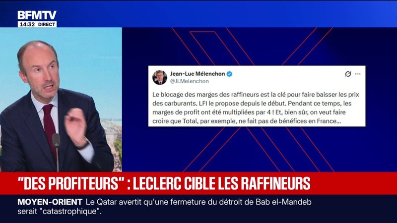 Prix du carburant: Jean-Luc Mélenchon, candidat LFI à l'élection présidentielle, réclame le "blocage des marges des raffineurs"