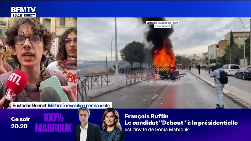 Lycée: "La colère peut s'exprimer de différentes manières, ça peut déraper" parfois, concède Eustache Bonnet, militant à Révolution permanente