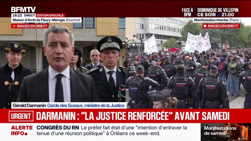 Violences du 17 octobre: "Nous avons eu 2.700 gardes à vue depuis samedi", annonce Gérald Darmanin, ministre de la Justice