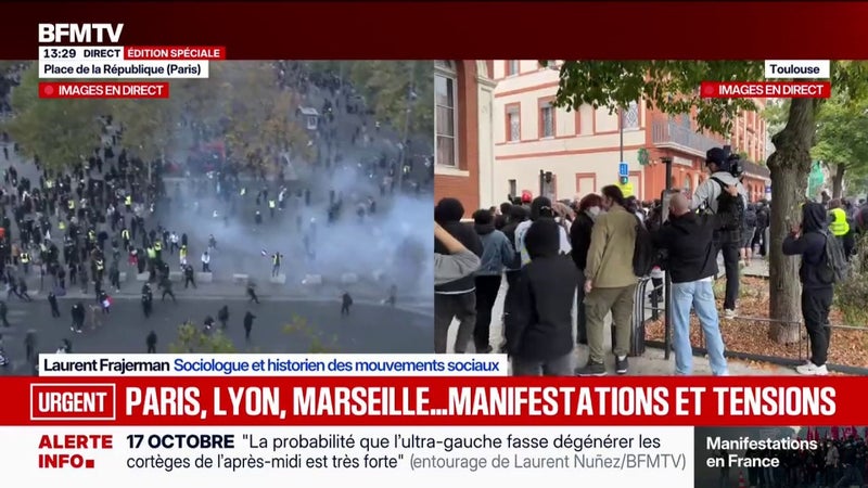 Manifestation du 17 octobre: des manifestants ont brièvement envahi la mairie de Marseille avant d'être dispersés par les forces de l'ordre, quelques dégâts observés sur place