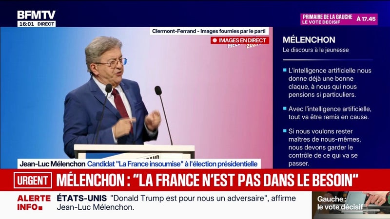 Programme budgétaire du RN: "Marine Le Pen nous propose 120 ans d'austérité", estime Jean-Luc Mélenchon, candidat LFI à la présidentielle