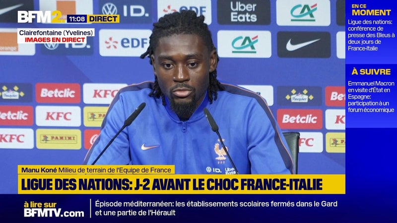 Équipe de France: "Ça fait plaisir d'être entraîné par Zinedine Zidane, une légende mondiale", déclare Manu Koné