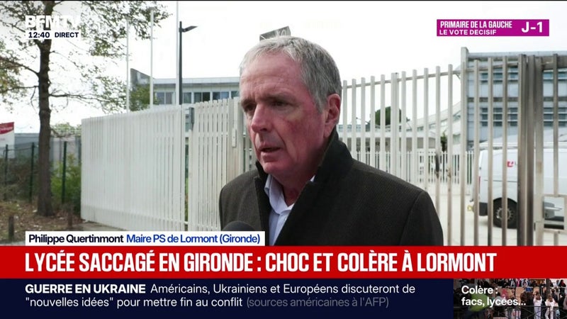 Lycée saccagé en Gironde: "Beaucoup de révolte et d'amertume", pour le maire de la commune