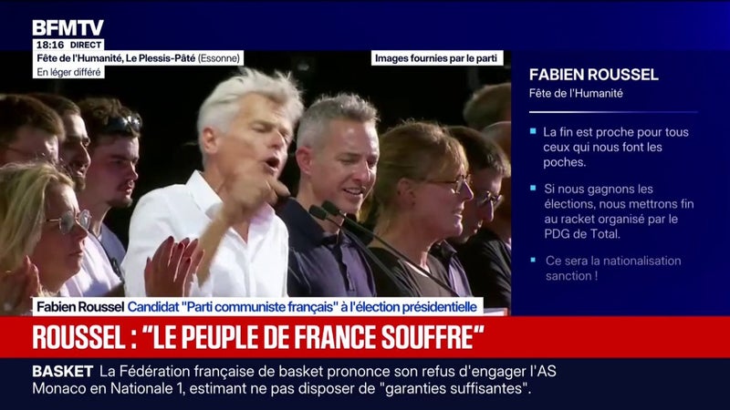 Présidentielle: "Le peuple de France souffre", martèle Fabien Roussel, candidat "Parti communiste français" à l'élection présidentielle