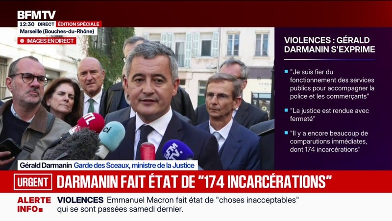 Violences du 17 octobre: "Tous les dépôts sont pleins", déclare Gérald Darmanin, ministre de la Justice, alors que “917 personnes sont déférées avec poursuites”