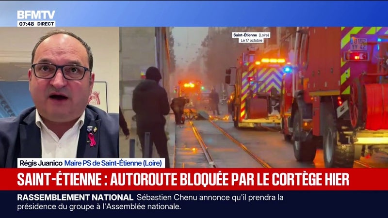 24 octobre: "Il y avait deux fois plus d'effectifs de police mobile qui ont permis un maintien de l'ordre qui n'a rien à voir avec samedi dernier", note le maire de Saint-Etienne