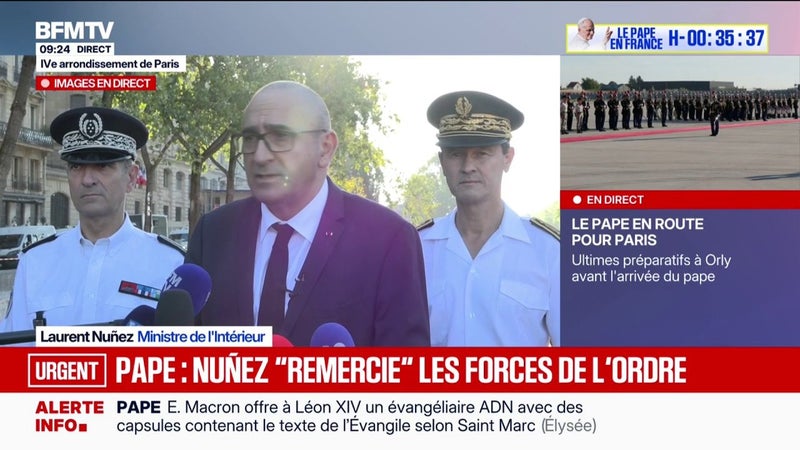 Visite du pape: "Il n'y a pas de menace caractérisée dirigée contre le Saint-Père ou l'évènement", indique le ministre de l'Intérieur Laurent Nuñez