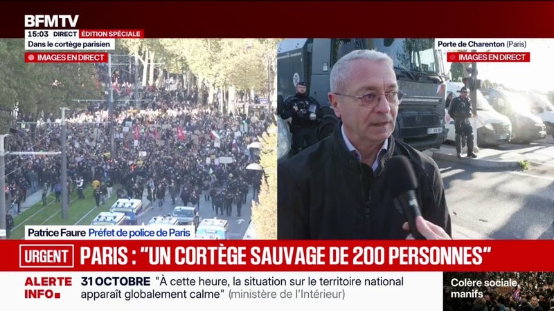 Parcours de la manifestation à Paris: "Les commerçants, les Parisiens doivent pouvoir vivre en tout quiétude", assume Patrice Faure, Préfet de police de Paris