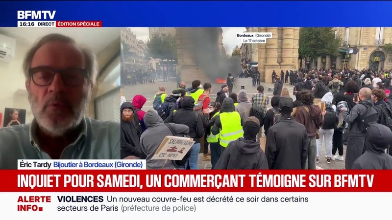 Manifestations du 24 octobre: "On veut travailler sans se barricader", assure ce commerçant à Bordeaux