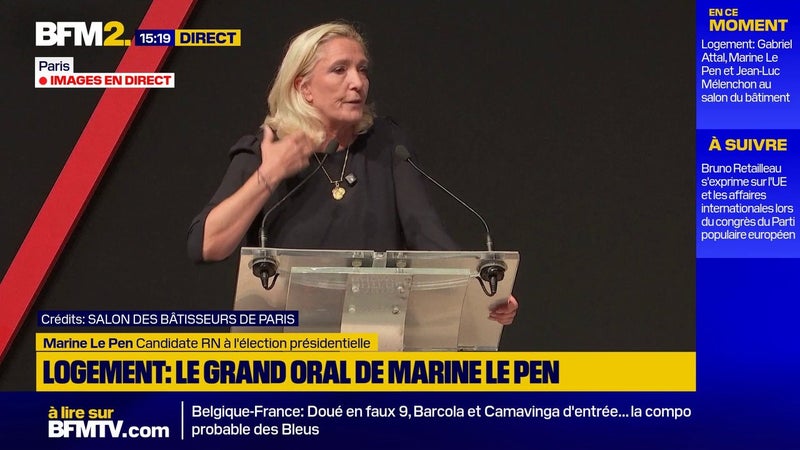 Construction: Marine Le Pen suggère l'idée d'une "préférence de localisation"