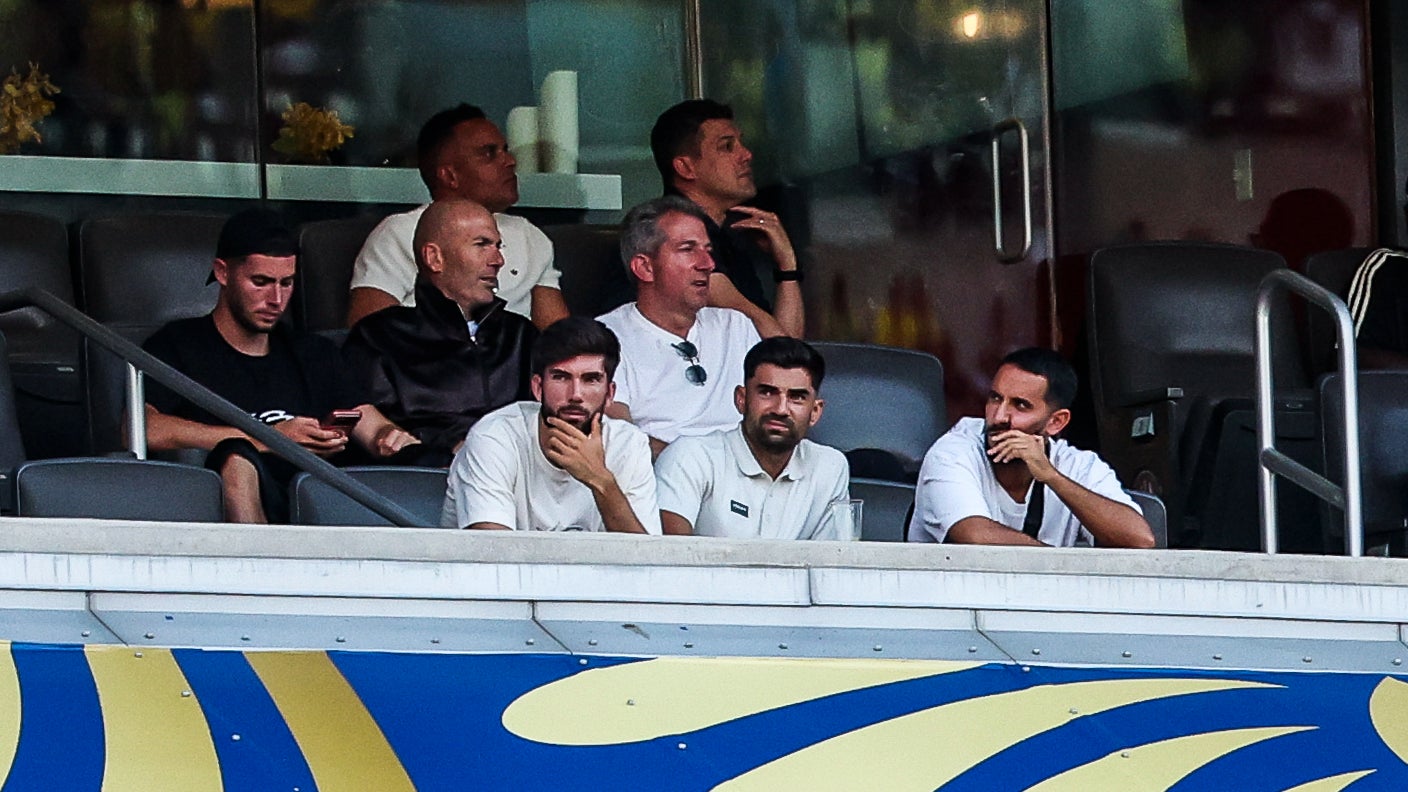 Zinédine Zidane attending a match during the 2026 World Cup.