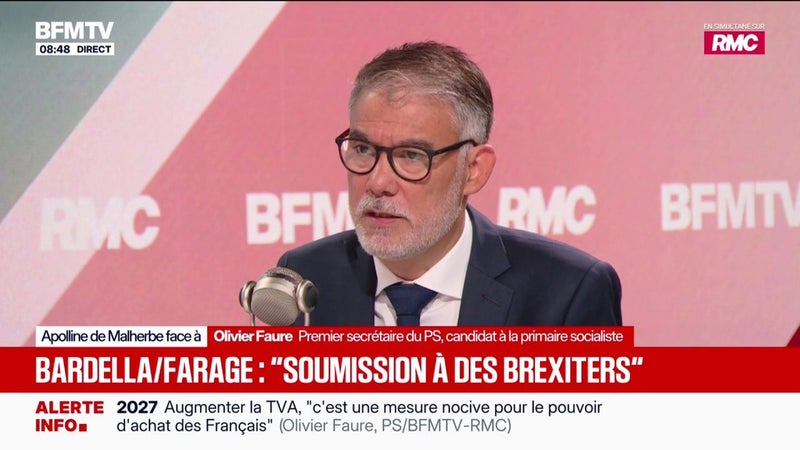 "Protocole d’accord" entre Jordan Bardella et Nigel Farage: Olivier Faure, Premier secrétaire du PS, y voit une "idée saugrenue" et "l'aveu d'une forme de soumission"