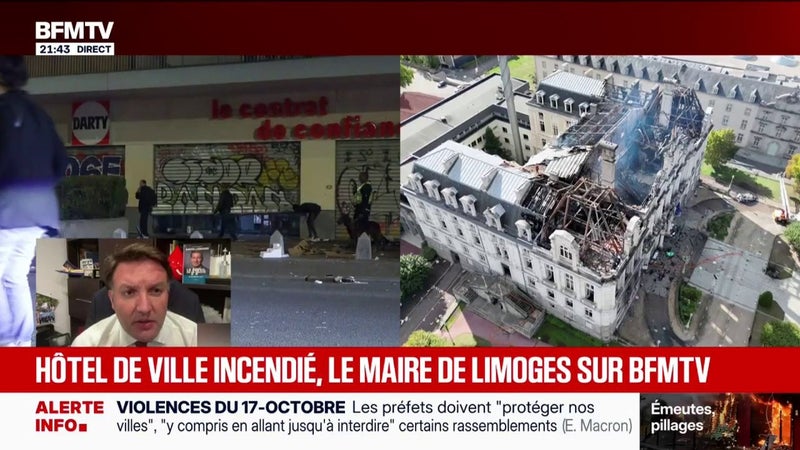 Mairie de Limoges incendiée: "Il y a eu des défaillances d'État" ce samedi 17 octobre, déclare le maire (LR) de la ville Guillaume Guérin