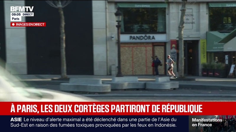 Manifestations du 17 octobre: sur les Champs-Élysées, les commerces se sont barricadés