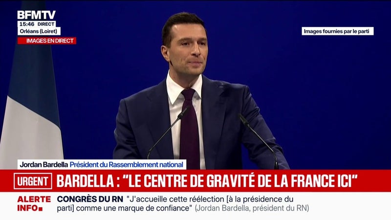 Réélection de Jordan Bardella à la présidence du RN: "Je l'accueille comme une marque de confiance", déclare Jordan Bardella, président du Rassemblement national