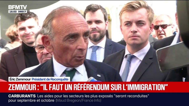 En visite à la foire agricole de Châlons-en-Champagne, Éric Zemmour, Président du parti Reconquête, souhaite un référendum sur l'immigration