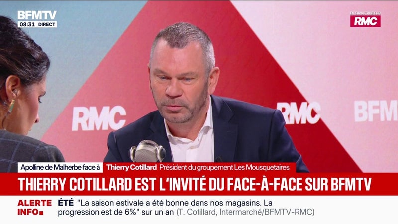 "La canicule, la chaleur ont dicté la composition du panier" de courses, explique Thierry Cotillard, président du groupement Les Mousquetaires