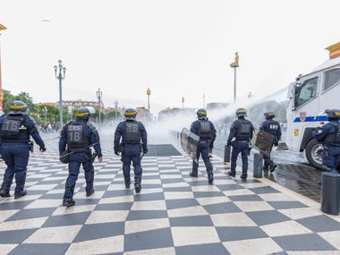 Les forces de l'ordre lors de la manifestation du 24 octobre à Nice.