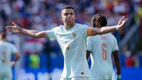 Kylian Mbappé célèbre son but avec la France contre le Maroc au Mondial, le 9 juillet 2026