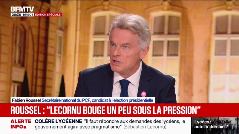 Prise de parole de Sébastien Lecornu sur les lycéens: "La jeunesse est une priorité nationale", affirme Fabien Roussel, candidat PCF à l'élection présidentielle
