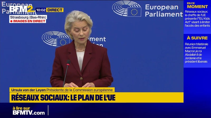 Réseaux sociaux: "Les plateformes ont agi de manière imprudente, sans se soucier de la santé mentale des enfants", accuse Ursula von der Leyen