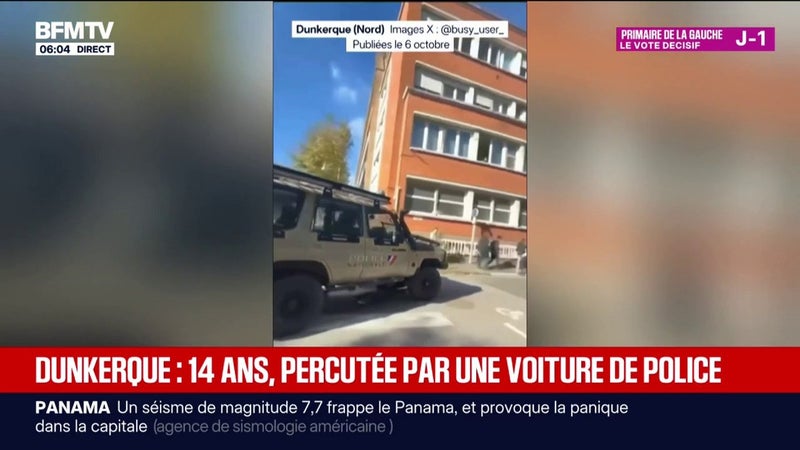 Dunkerque: une adolescente de 14 ans percutée par une voiture de police fonçant sur des manifestants