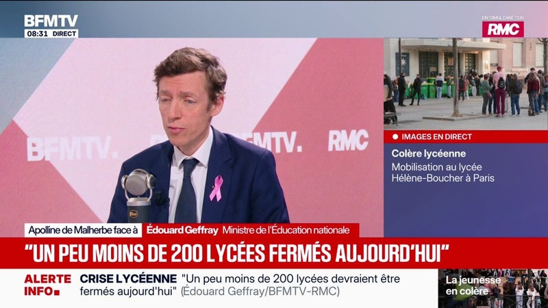 Mouvement lycéen: "90.000 contributions" ont été reçues sur la plateforme Agora, assure Édouard Geffray, ministre de l'Éducation nationale