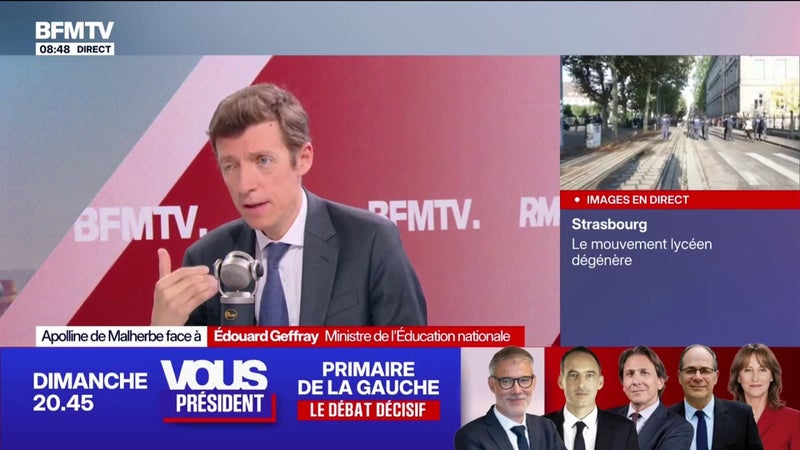 Blocus des lycées: "Le mouvement a changé de nature parce qu'il a été pris en otage par des groupuscules violents", affirme Édouard Geffray, ministre de l'Éducation nationale