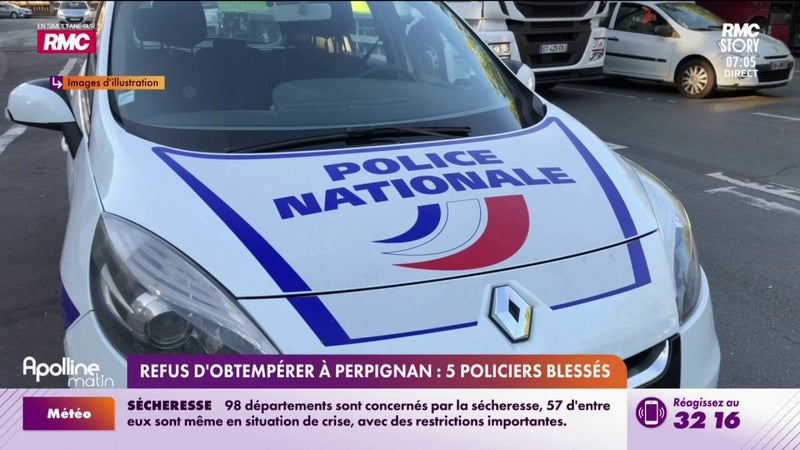Refus d'optempérer à Perpignan : 5 policiers blessés