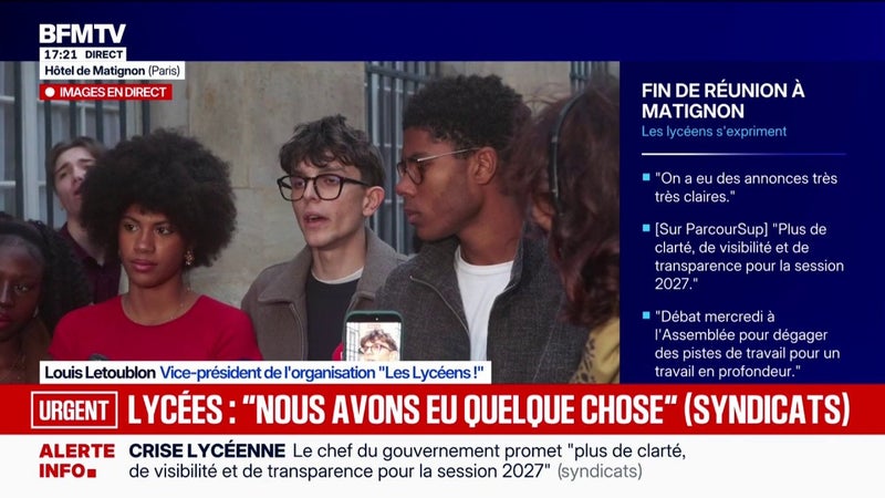 Crise lycéenne: "On peut se féliciter de ces annonces", assurent les syndicats lycéens