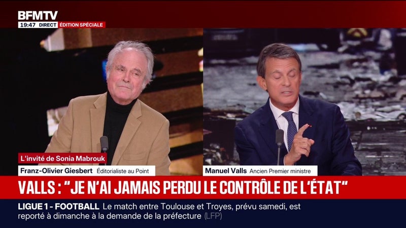 "Je n'ai jamais eu le sentiment de perdre le contrôle de l'État", affirme Manuel Valls, ancien Premier ministre