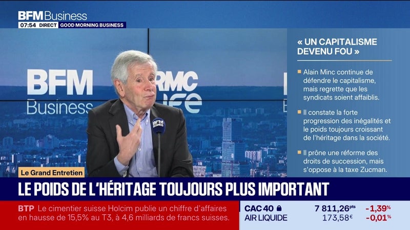 Alain Minc (AM Conseil) : Le poids de l'héritage toujours plus important - 23/10