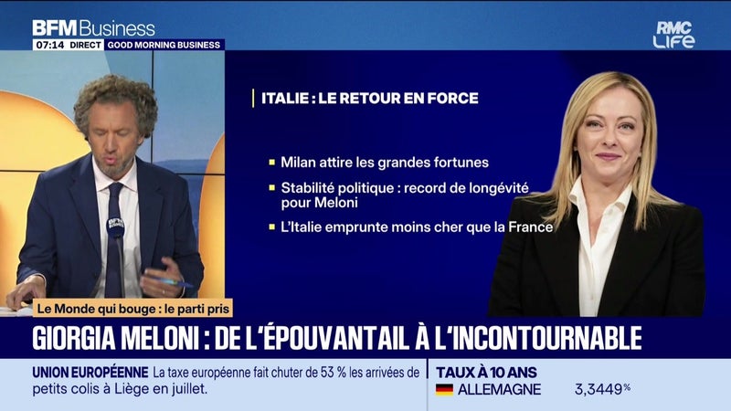 Le Monde qui bouge : le parti pris : Giorgia Meloni, de l'épouvantail à l'incontournable - 04/09