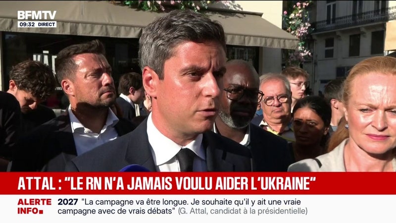 "Entre le Rassemblement national et moi, il y a deux mondes": Gabriel Attal, candidat "Renaissance" à l'élection présidentielle, critique le parti d'extrême droite sur l'Ukraine