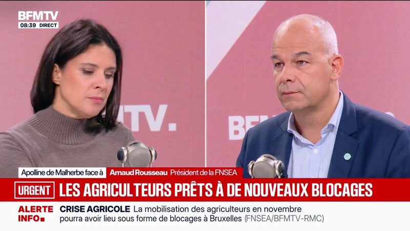 Manifestation du 17 octobre: "Nous n'y serons pas", annonce Arnaud Rousseau, président de la FNSEA