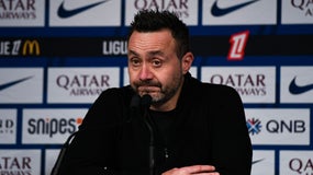 L'entraîneur marseillais Roberto De Zerbi après PSG-OM en Ligue 1,; le 8 février 2026