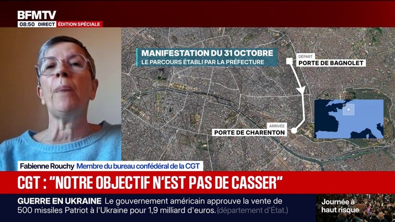 Manifestation du 31 octobre à Paris: la CGT invite les manifestants à respecter le parcours autorisé pour avoir "des cortèges sécurisés"