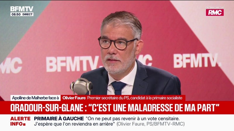 "C'est une maladresse de ma part, il n'y a pas de comparaison possible", regrette Olivier Faure, candidat à la primaire de la gauche après avoir comparé Le Porge à Oradour-sur-Glane