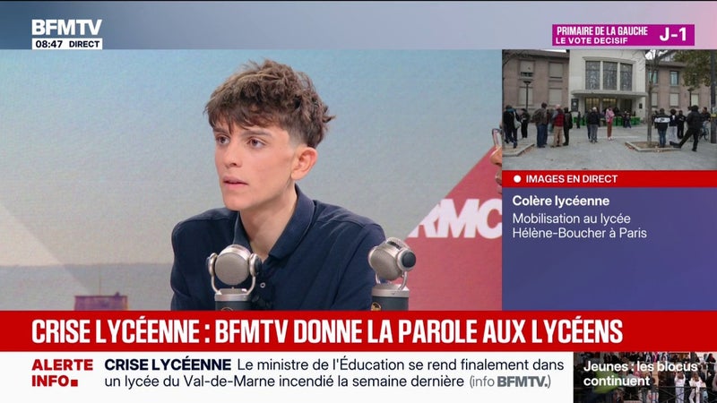 "Si demain la mobilisation cesse, le gouvernement n'a plus de raison de répondre à nos revendications", déclare Louis Letoublon, vice-président de l'organisation "Les Lycéens !"