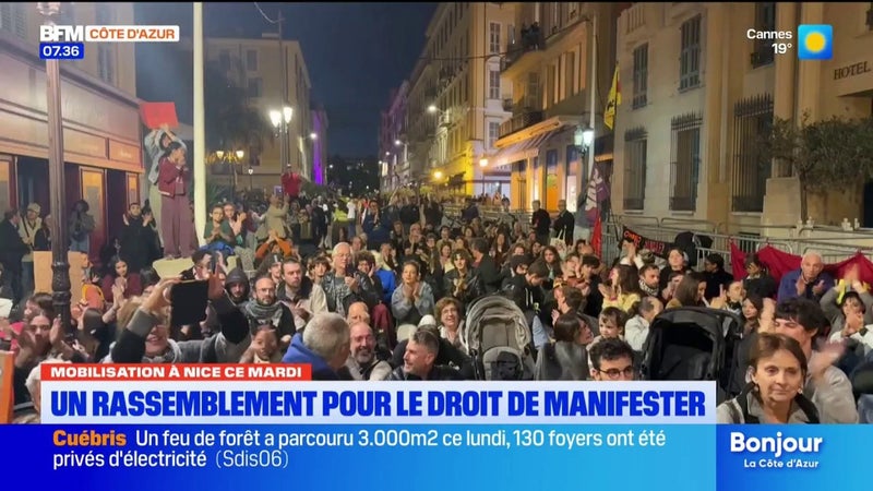 Un rassemblement devant la mairie de Nice pour défendre le droit de manifester