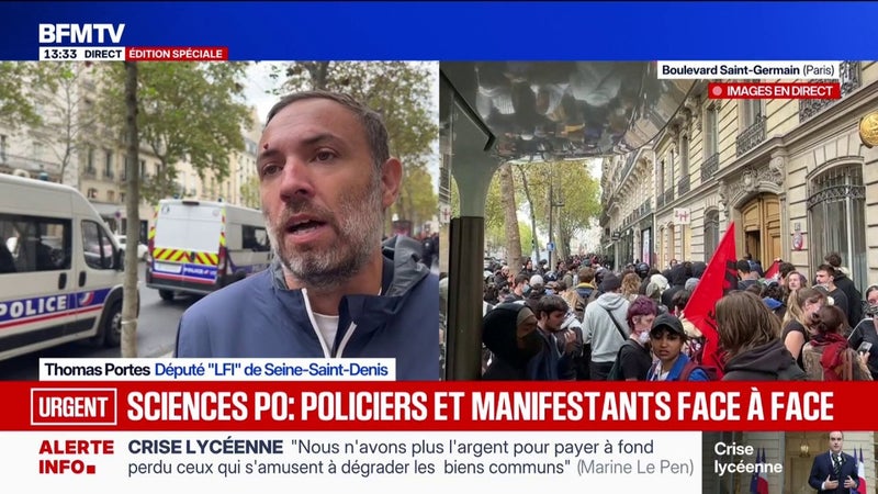 Blocage à Sciences Po: Thomas Portes, député LFI, dénonce "une intervention disproportionnée de la police"