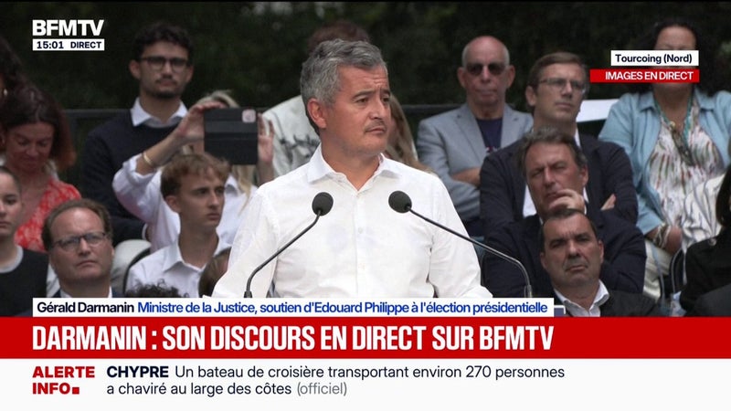 "Malheureusement notre débat, il est trop souvent en France un débat de vieux", estime Gérald Darmanin, ministre de la Justice et soutien d'Édouard Philippe