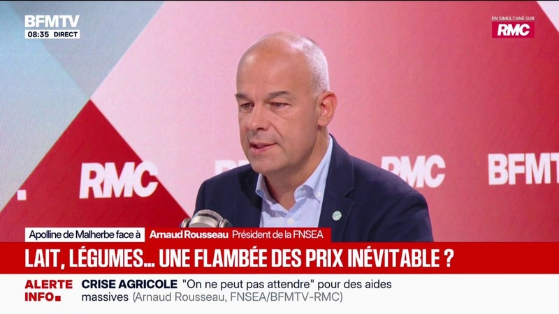 Sécheresse: "C'est la catastrophe", assure Arnaud Rousseau, président de la FNSEA, au sujet des récoltes de fruits et légumes